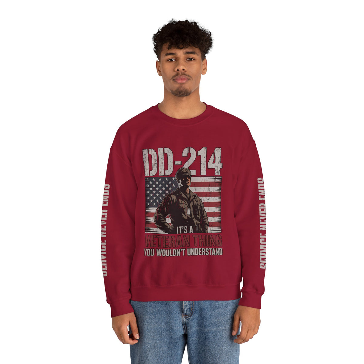 DD-214 Veteran Sweatshirt, Military Veteran Crewneck, American Flag Pullover, Veteran Gift for Him, Patriotic Fourth of July Top