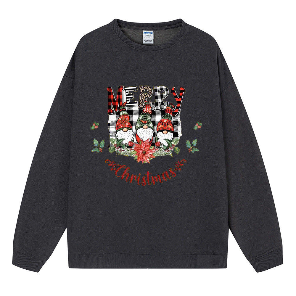 Merry Christmas Gnomes Poinsettia Sweatshirt, Christmas Graphic Crewneck Pullover