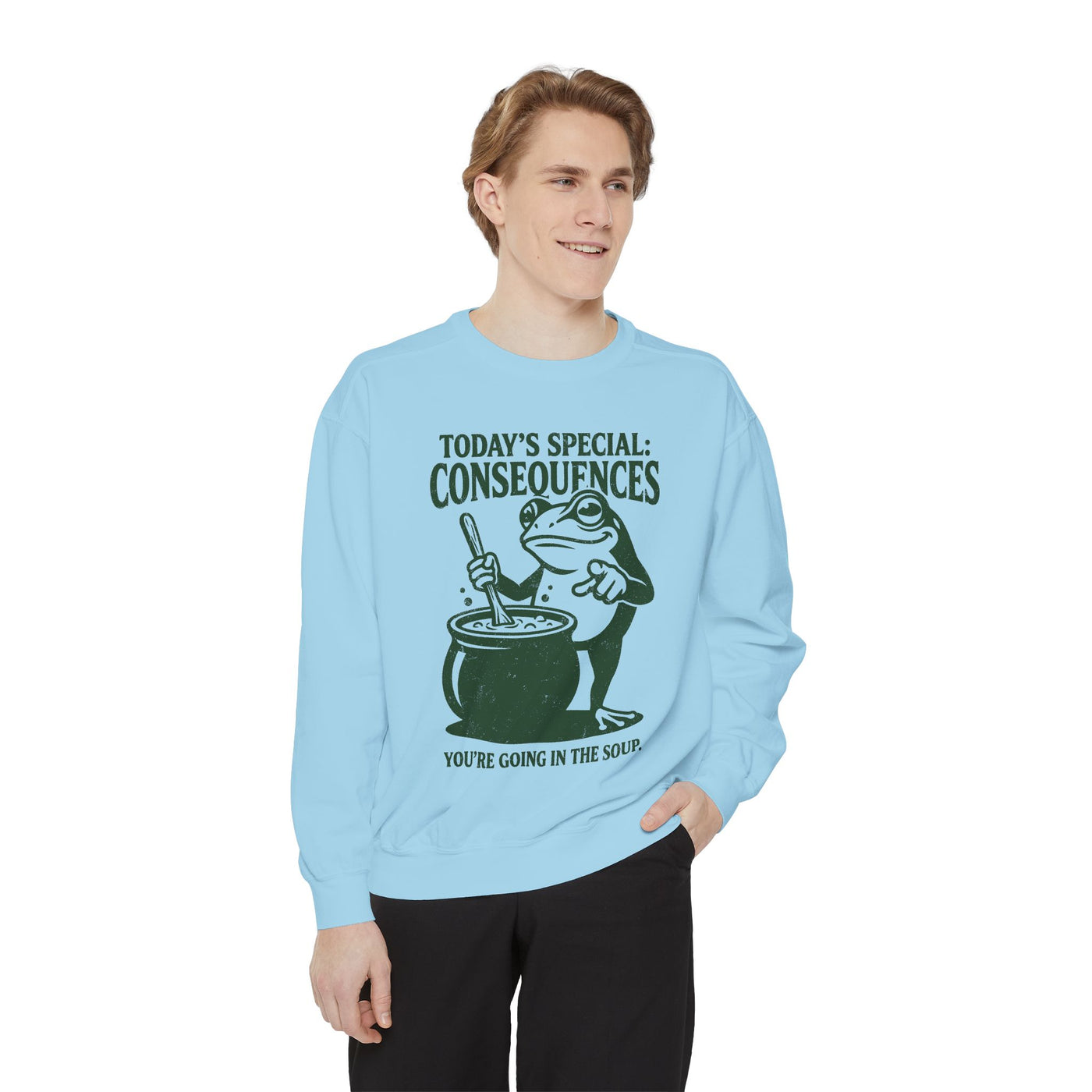 Funny Frog Comfort Colors Sweatshirt, Today's Special Consequences Graphic Crewneck, Sarcastic Meme Sweatshirt Gift