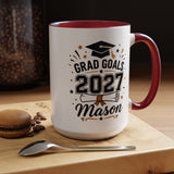 Personalized Graduation Mug, Grad Goals 2027 Coffee Cup, Custom Name Gift for Him, High School or College Senior, Proud Family Present
