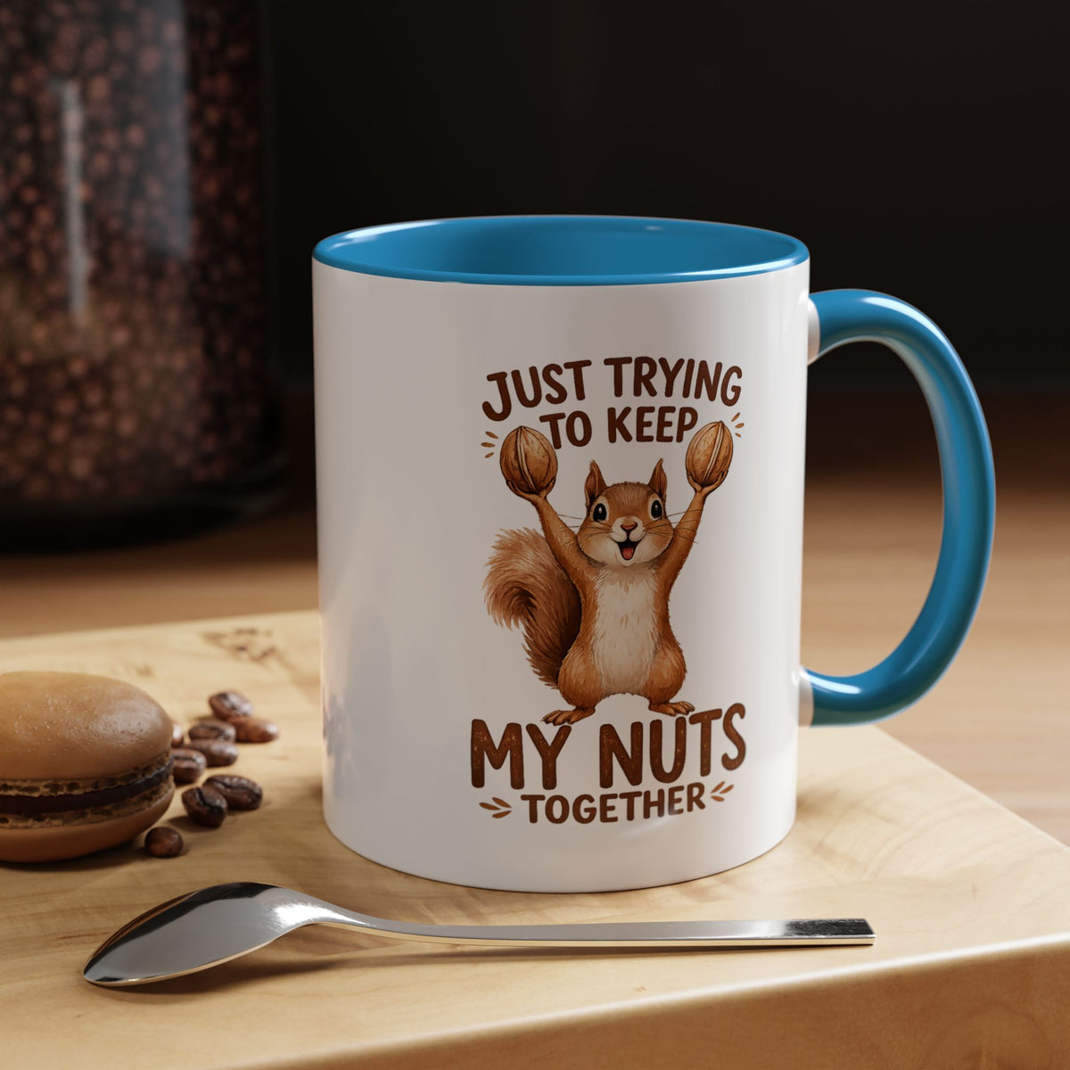 Funny Squirrel Coffee Mug, Just Trying To Keep My Nuts Together Mug, Cute Squirrel Mug, Woodland Animal Gift for Nature Lovers