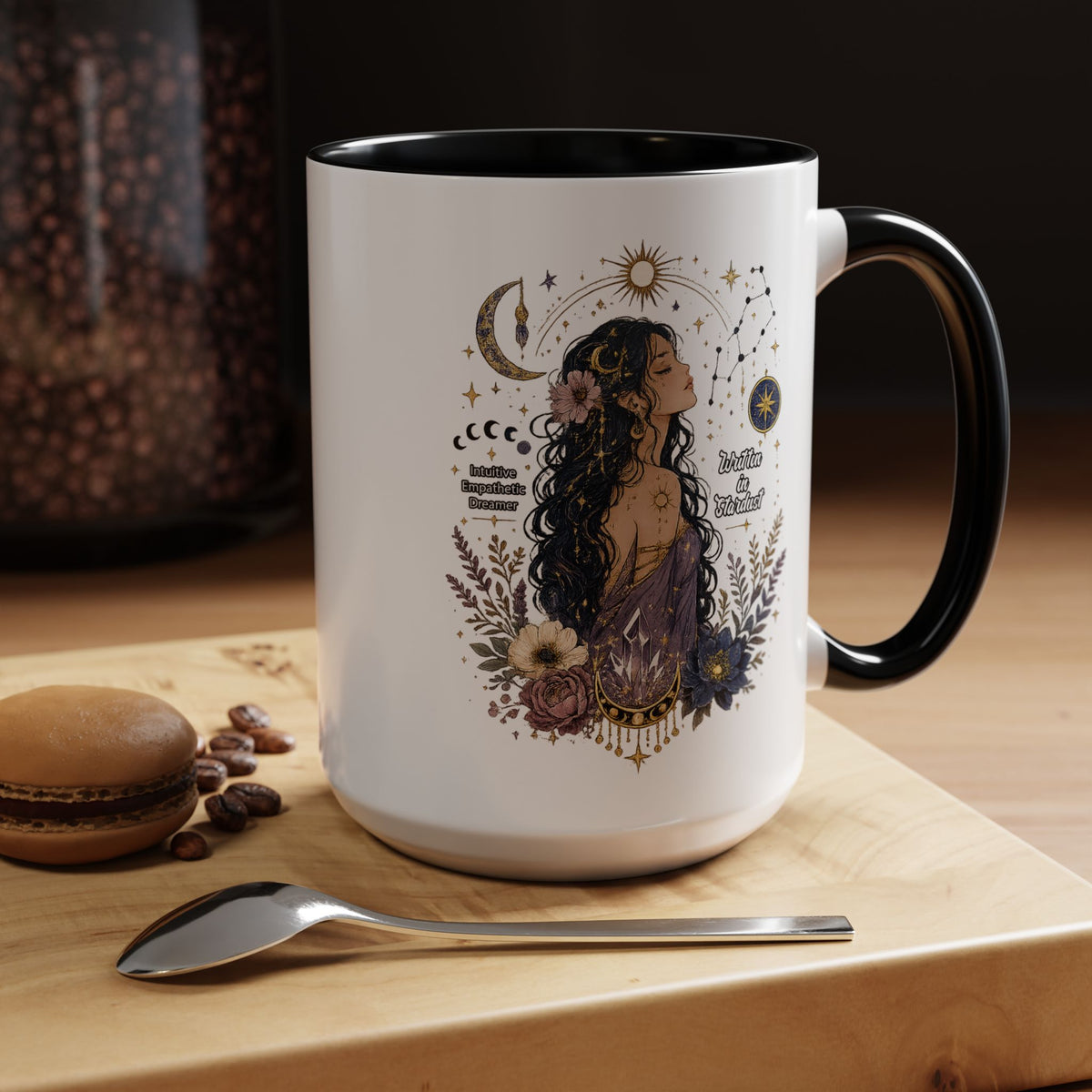 Intuitive Dreamer Astrology Coffee Mug, Mystic Woman Zodiac Mug, Written in Stardust Cup, Celestial Goddess Gift, Spiritual Coffee Mug