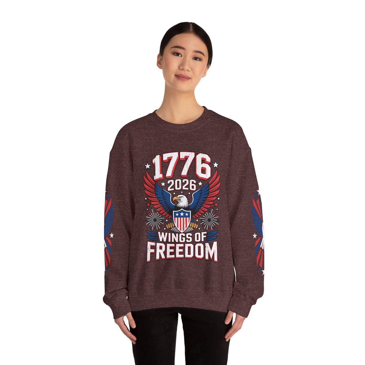 1776 Wings of Freedom Sweatshirt, Patriotic Eagle Pullover, American Flag Crewneck, USA 250th Anniversary Gift, Fourth of July Top