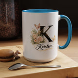 Personalized Butterfly Monogram Mug, Custom Name Coffee Mug with Initial Letter, Floral Mug for Women, Birthday Gift, Elegant Custom Cup