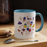 Patriotic Summer Celebration Mug, Fourth of July Coffee Mug, Americana Fireworks Cup, Red White Blue Holiday Gift