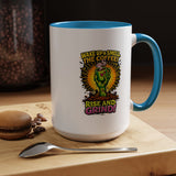Zombie Coffee Mug, Wake Up and Smell the Coffee Black Accent Cup, Unique Funny Rise and Grind Gift for Horror Fan, Barista or Coworker