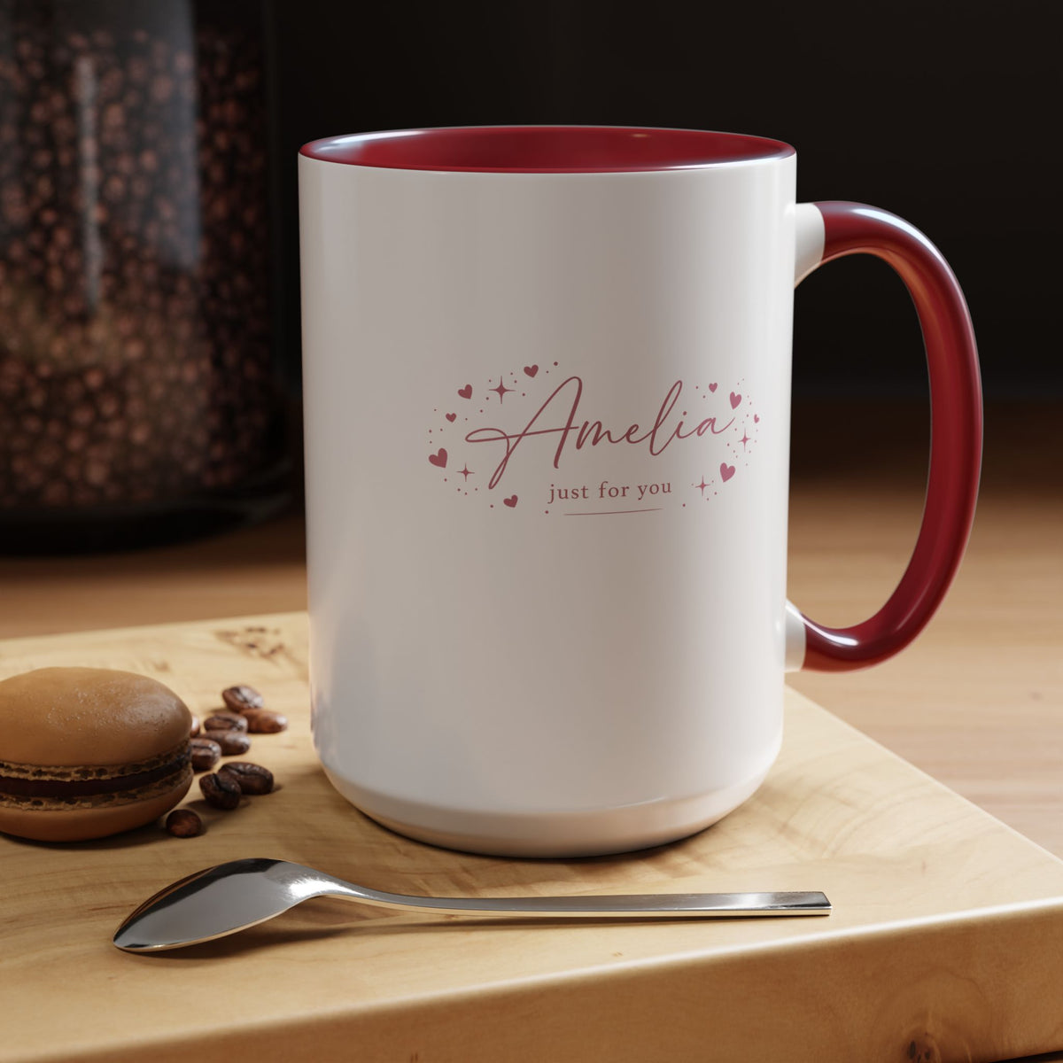 Personalized Name Coffee Mug, Custom Name Mug for Her, Just for You Gift Mug, Minimalist Pink Coffee Cup, Unique Birthday Gift