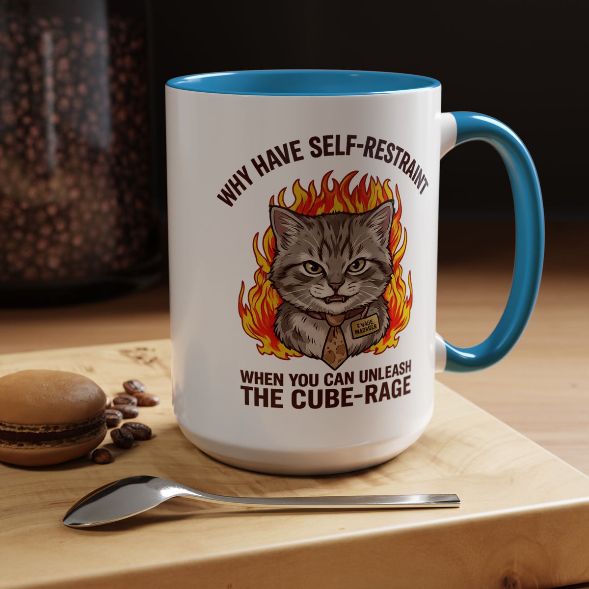 Funny Angry Cat Coffee Mug, Cube Rage Office Mug, Cat Lover Humor Gift, Workplace Stress Mug, Coworker Gift for Cat Owners