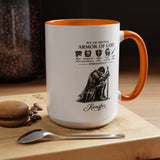 Full Armor of God Coffee Mug with Name, Personalized Christian Knight Gift for Men, Inspirational Scripture Ceramic Tea Cup, Religious Faith Present