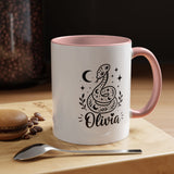 Personalized Snake Mug with Name, Celestial Serpent Coffee Cup, Custom Witchy Gift for Snake Lover, Gothic Botanical Birthday Gift