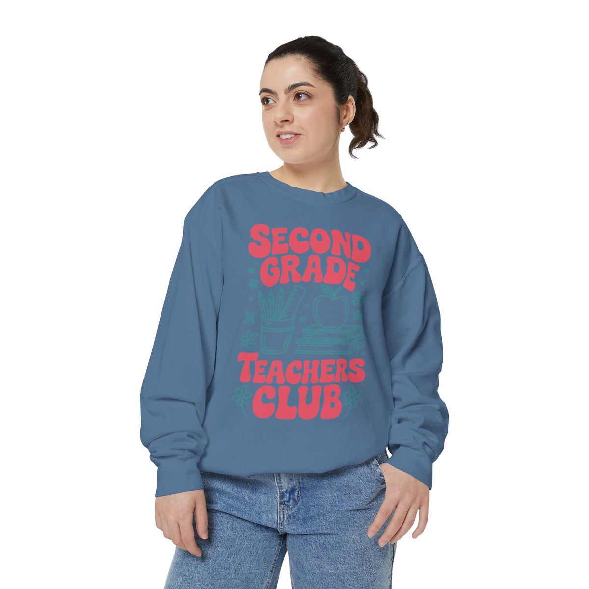 Second Grade Teachers Club Sweatshirt, Retro Teacher Crewneck, 2nd Grade Team Shirt, Back to School Outfit, Educator Appreciation Gift