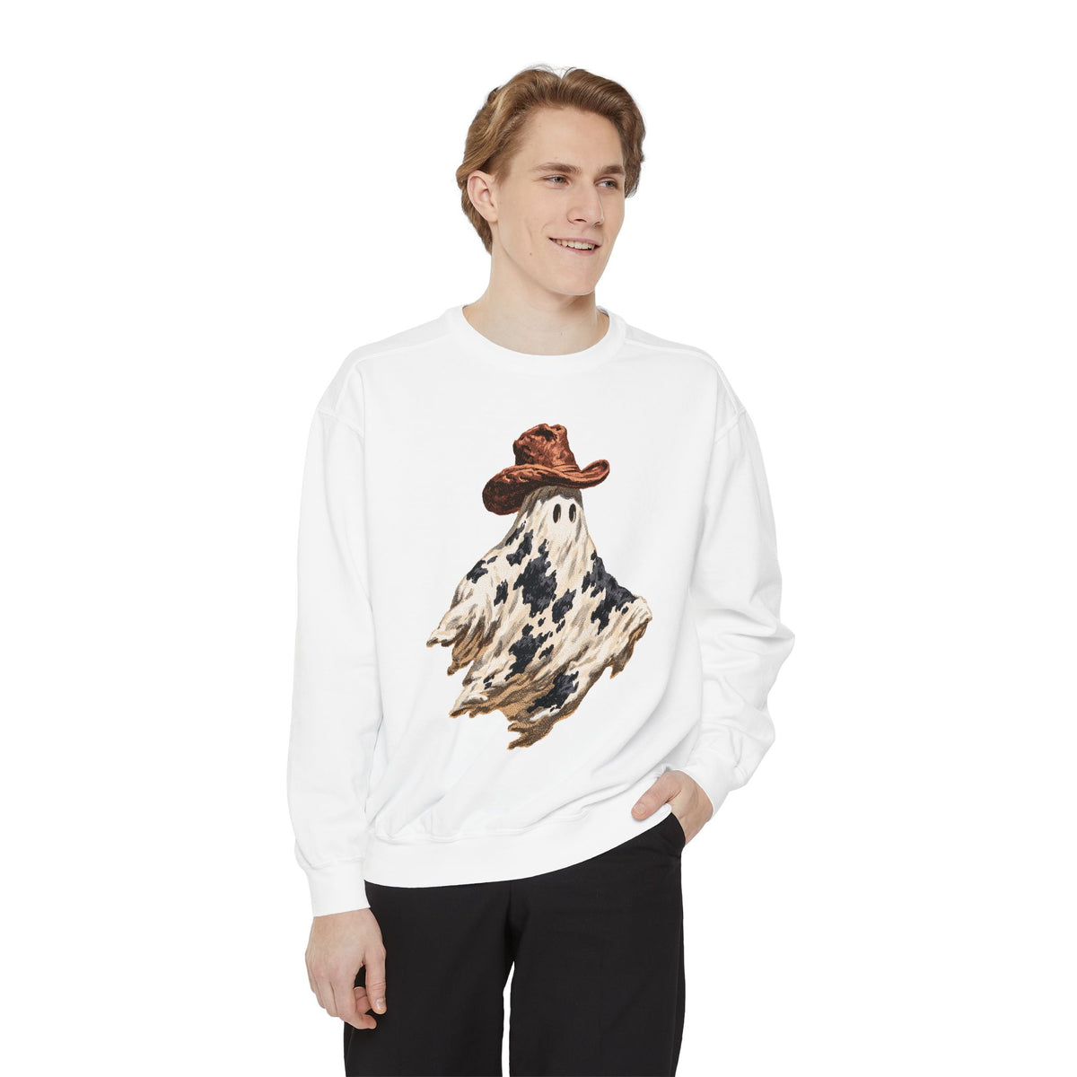 Western Ghost Halloween Sweatshirt, Cowboy Hat Spooky Pullover, Cute Vintage Fall Gift for Cowgirl, Country October Outfit for Women