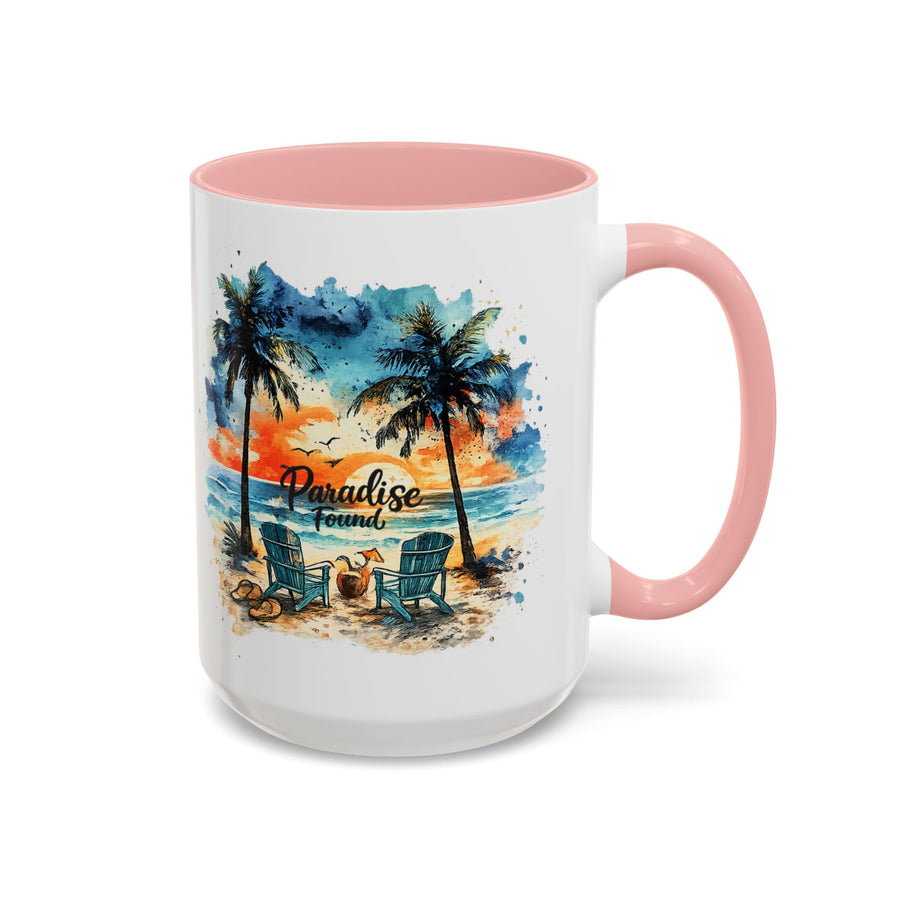 Tropical Beach Paradise Coffee Mug, Coastal Vacation Mug, Paradise Found Beach Lover Gift, Ocean Sunset Coffee Cup, Island Life Mug