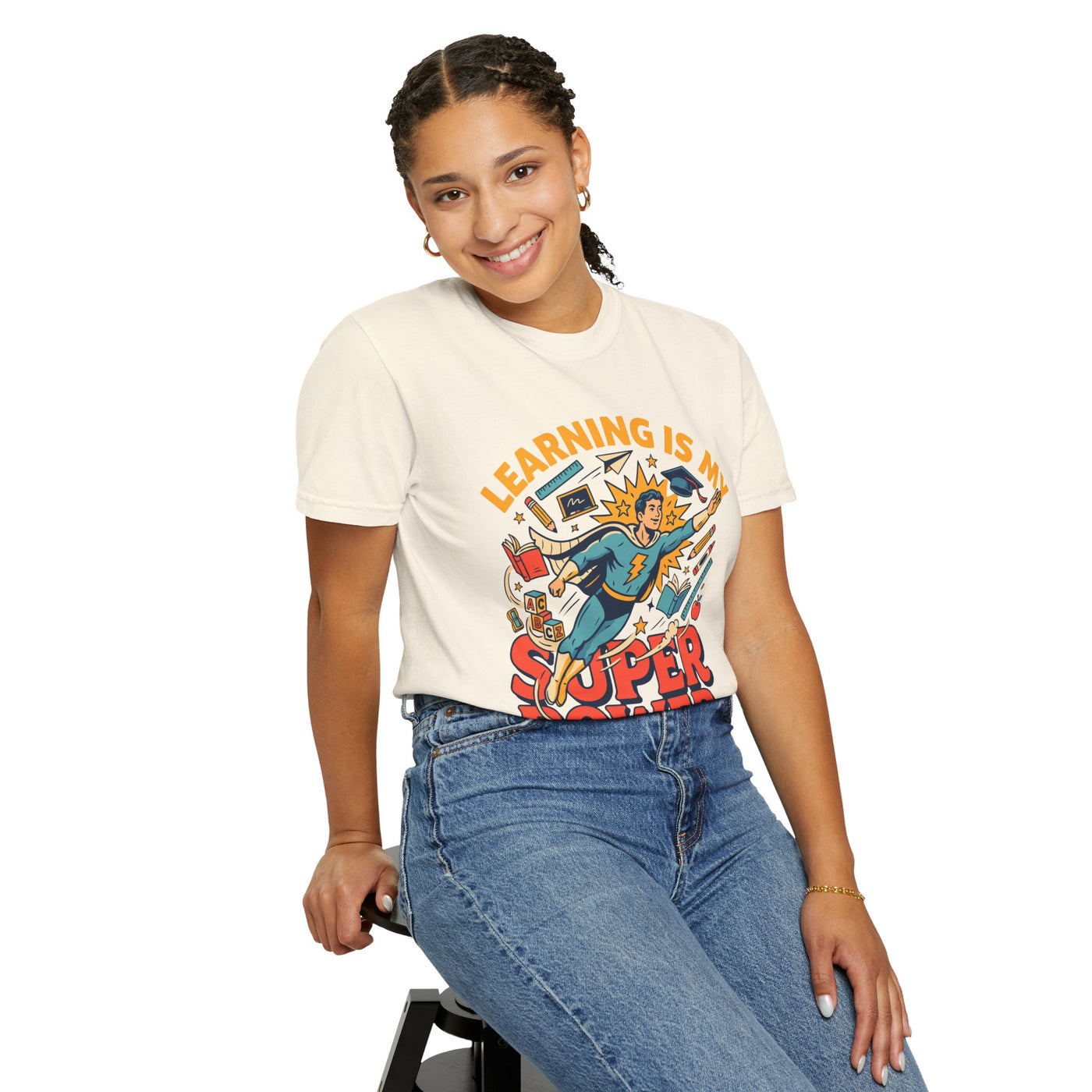 Teacher Superhero Comfort Colors Shirt, Learning Is My Super Power Tee, Teacher Appreciation Gift, Back To School Educator Shirt