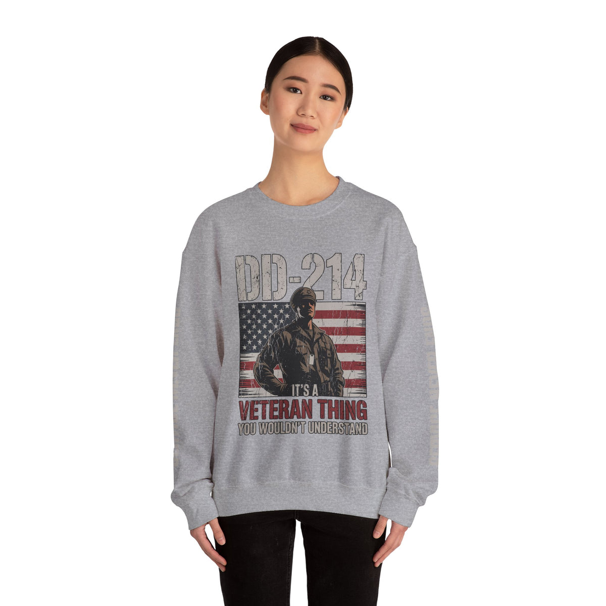 DD-214 Veteran Sweatshirt, Military Veteran Crewneck, American Flag Pullover, Veteran Gift for Him, Patriotic Fourth of July Top