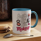 Makeup Lover Coffee Mug, Just a Girl Who Loves Makeup Quote, Lipstick and Brush Design, Birthday Gift for Beauty Enthusiast or Makeup Artist