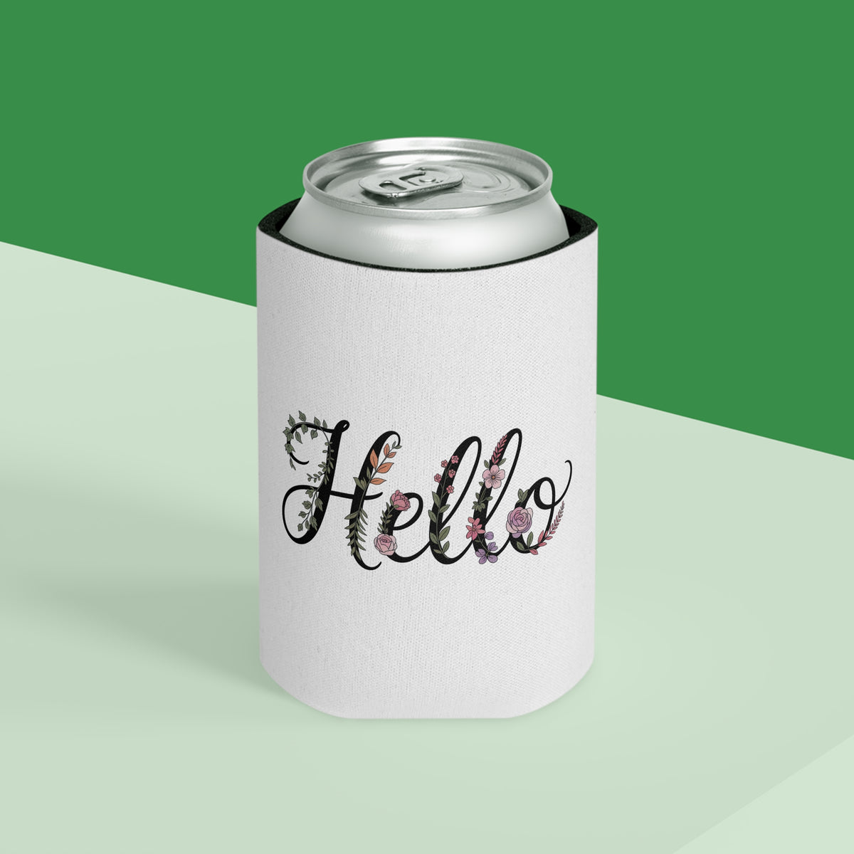 Floral Hello Can Cooler, Cute Beer Can Holder, Flower Drink Sleeve, Personalized Beverage Cozy, Summer Party Gift, Bridesmaid Gift for Her
