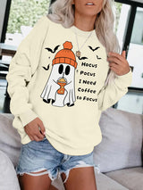 Witchy Coffee Ghost Sweatshirt, Halloween Graphic Crewneck Pullover