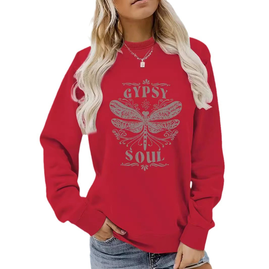Round neck GYPSY SOUL printed pullover sweatshirt sweatshirt sweatshirt