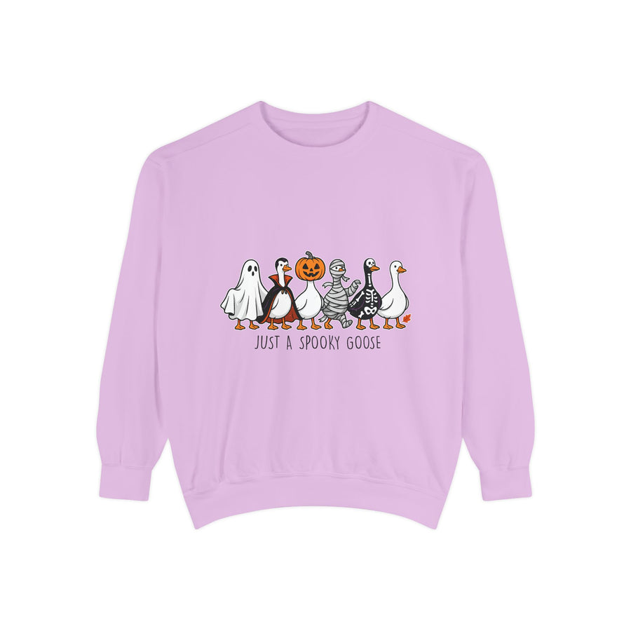 Just a Spooky Goose Sweatshirt, Funny Halloween Goose Crewneck, Cute Ghost Pumpkin Shirt, Animal Lover Gift, Cozy Spooky Season Fall Outfit