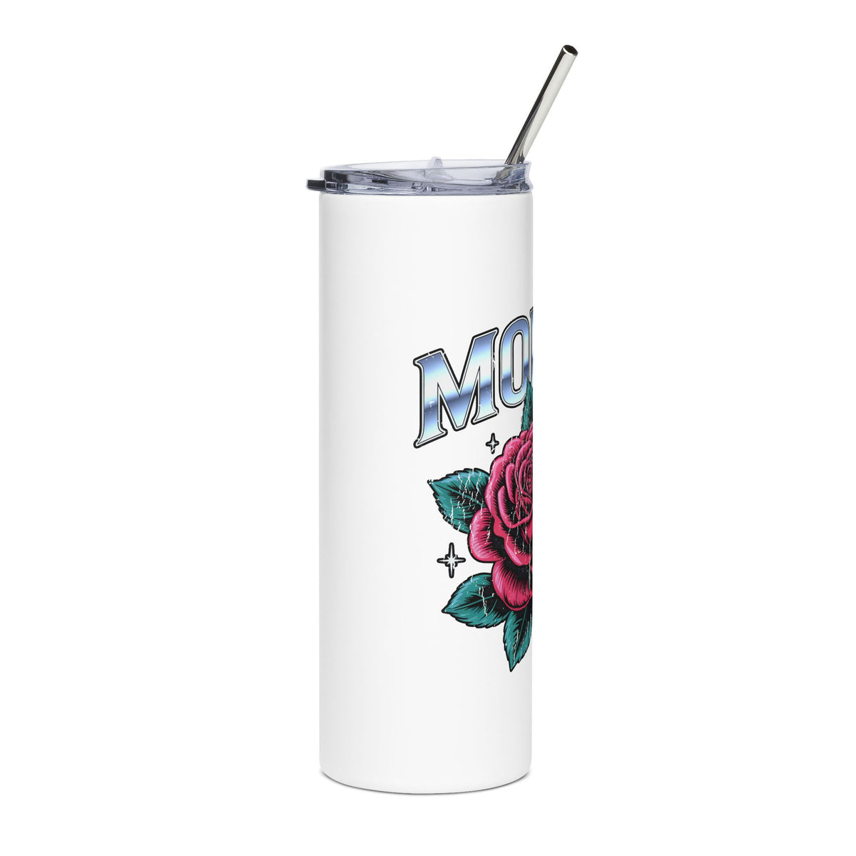 Mommy Rose Skinny Tumbler, Pink Floral Cup, Mother's Day Gift for Mom, Birthday Present for Mama and Floral Lovers