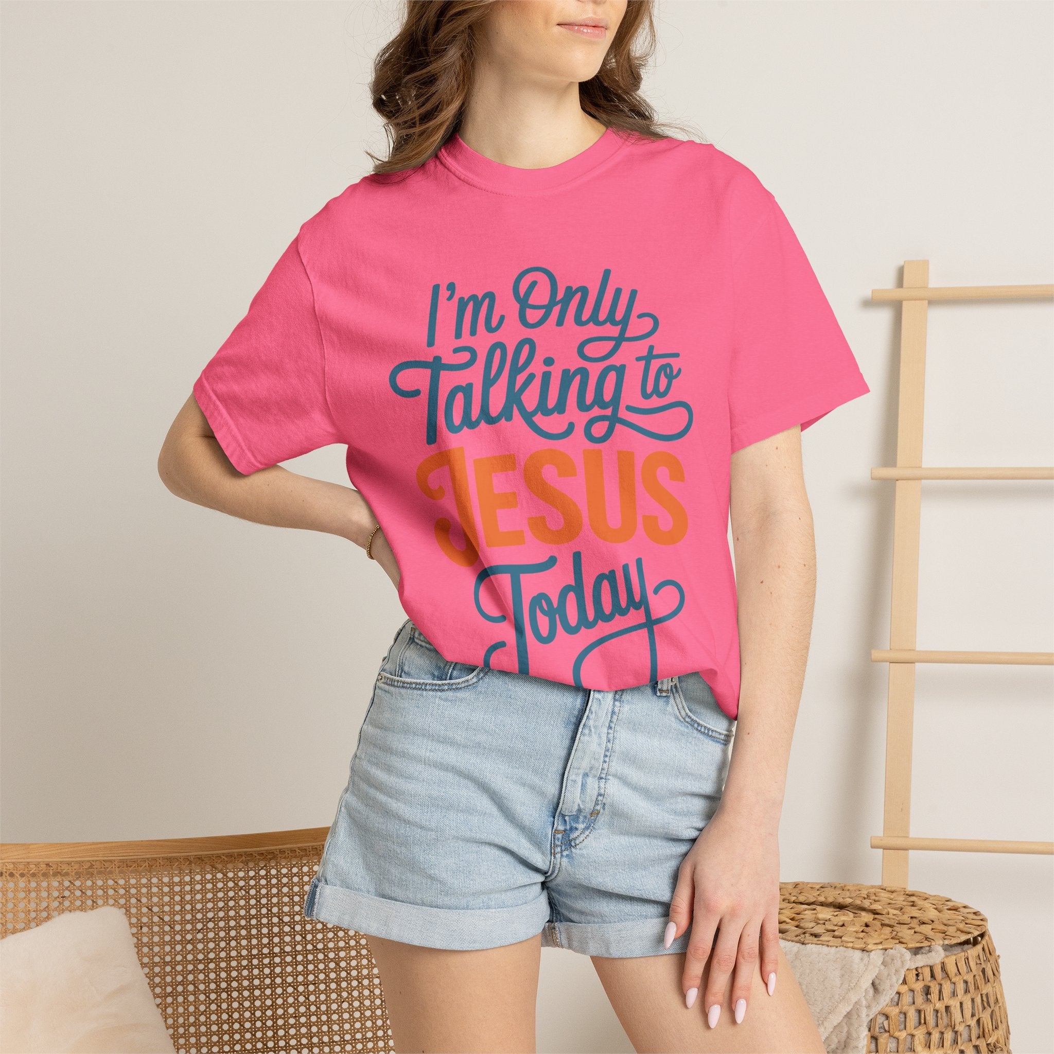 Christian Faith Comfort Colors Shirt, I'm Only Talking To Jesus Today Tee, Religious Graphic Shirt, Prayer Warrior Gift for Women