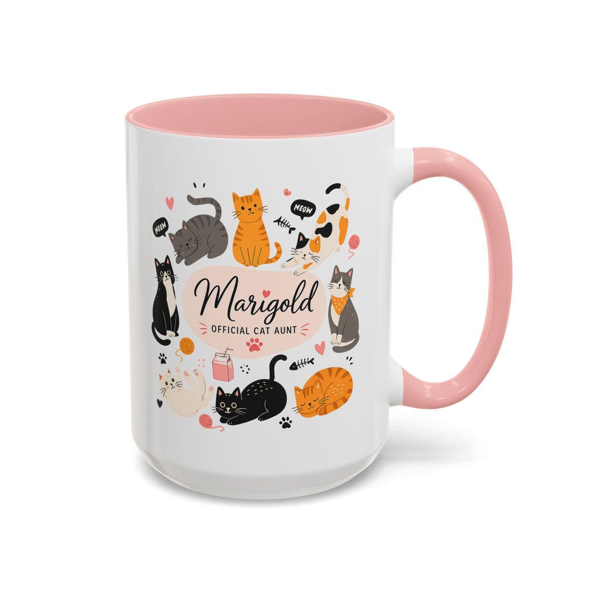 Personalized Cat Aunt Coffee Mug, Custom Cat Mom Style Mug with Name, Official Cat Aunt Gift, Cat Lover Coffee Cup, Pet Owner Mug