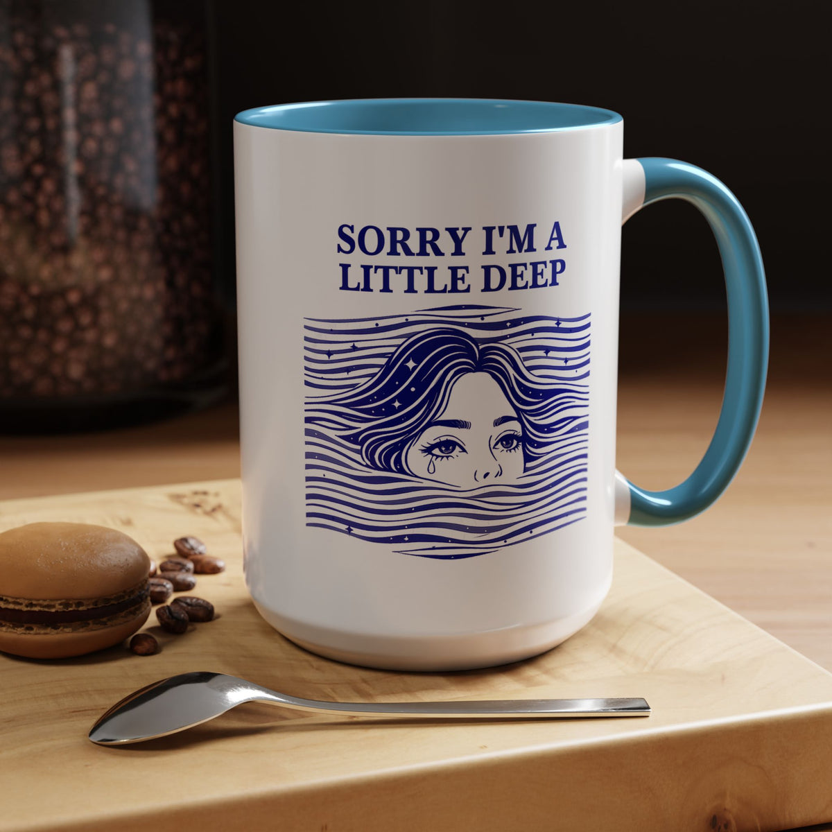 Funny Introvert Mug, Social Anxiety Coffee Mug, Deep Thinker Gift, Sarcastic Humor Cup, Emotional Ocean Mug, Mental Health Gift