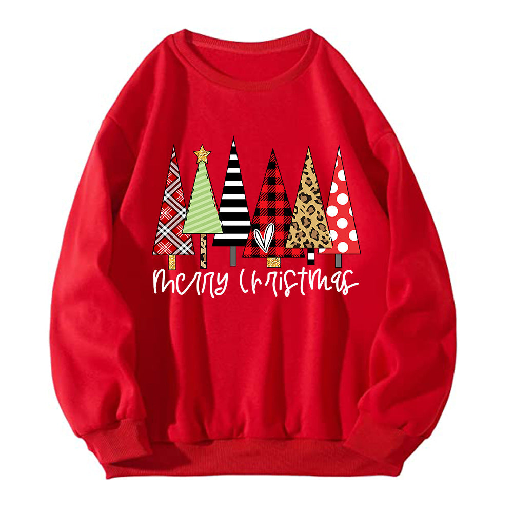 Christmas Tree Row Sweatshirt, Christmas Graphic Crewneck Pullover