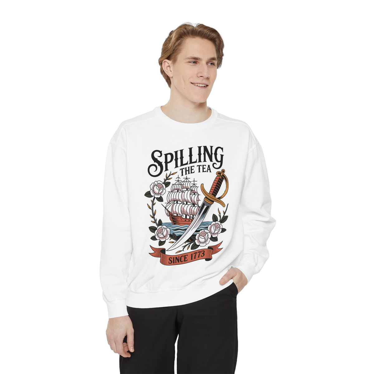 Spilling The Tea Since 1773 Comfort Colors Sweatshirt, Funny Boston Tea Party Crewneck, American History Humor