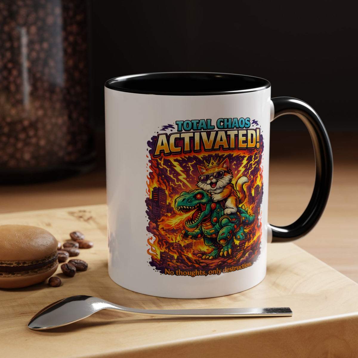 Funny Cat Mug, Chaos Cat Coffee Mug, Cat Lover Gift, Dinosaur Cat Mug, Sarcastic Cat Cup, Gamer Cat Gift, Cat Mom Present