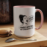 Funny Coffee Lover Mug, Caffeine Incoming Coffee Cup, Handle With Care Mug, Funny Coworker Gift, Office Humor Mug for Women