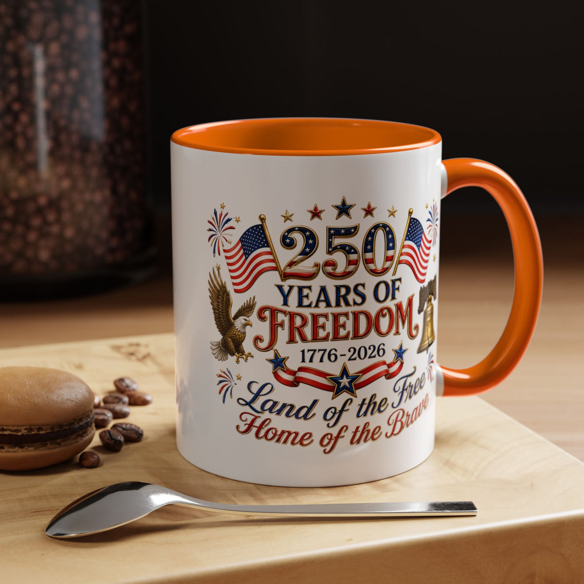 250 Years of Freedom Mug, America 250th Anniversary Coffee Mug, Patriotic Eagle Liberty Bell Cup, USA Semiquincentennial Gift