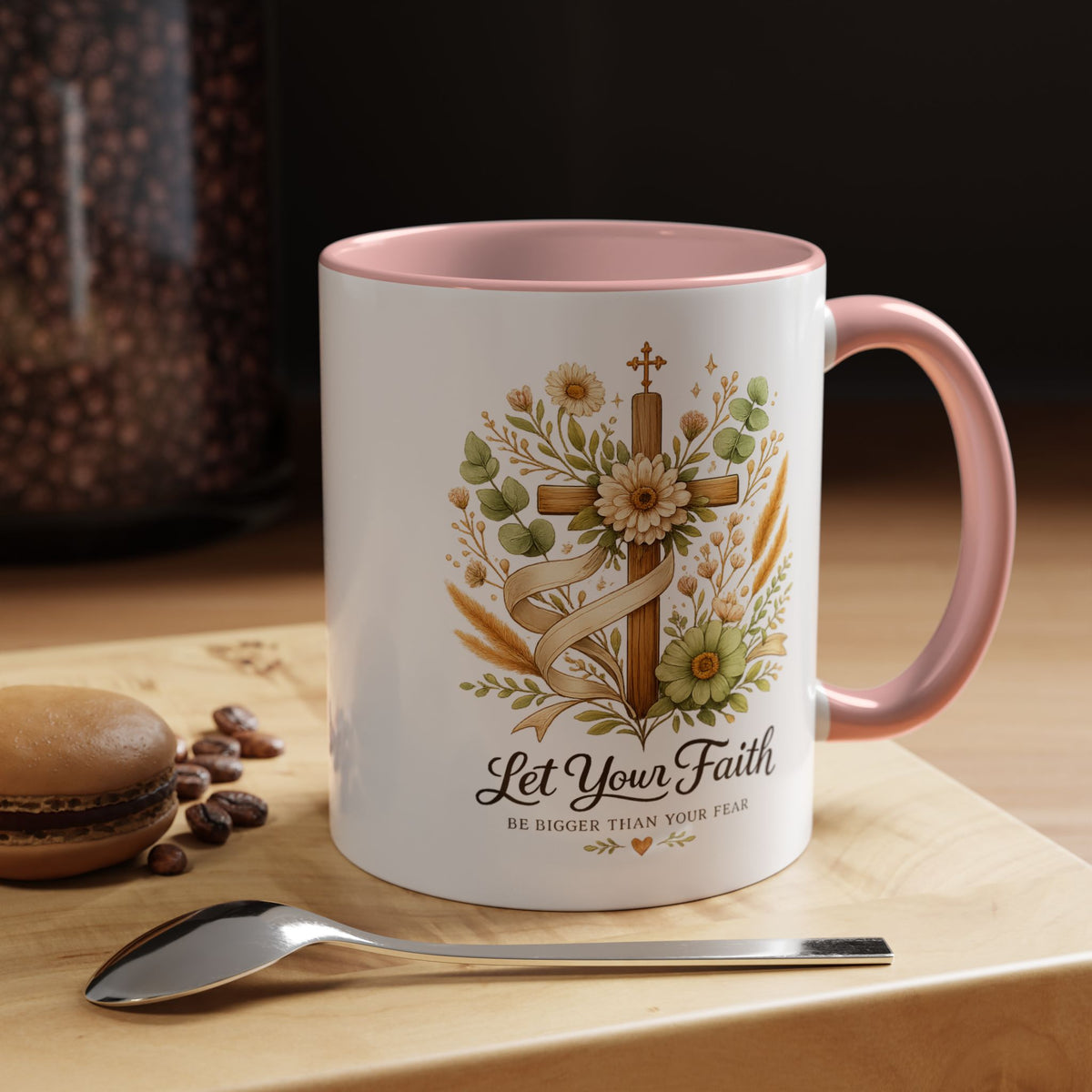 Christian Faith Inspirational Mug, Let Your Faith Be Bigger Than Your Fear Coffee Mug, Religious Gift for Women, Prayer Mug