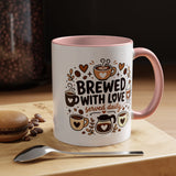 Brewed With Love Coffee Mug, Served Daily Romantic Cup, Cute Coffee Lover Gift for Wife, Husband, Girlfriend, Boyfriend or Anniversary