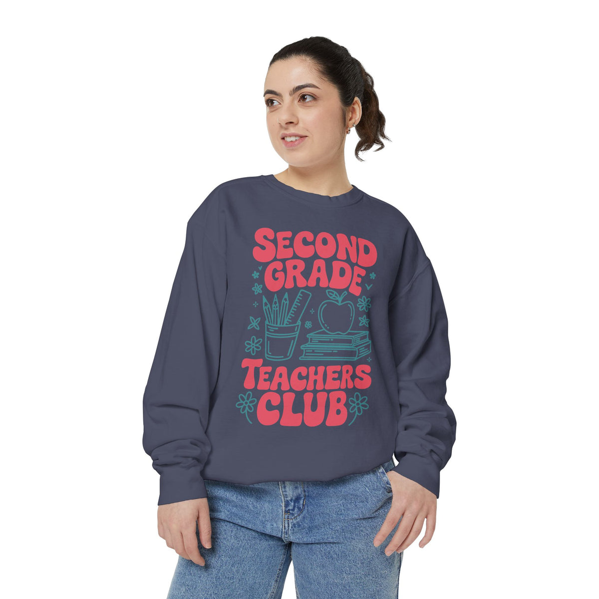 Second Grade Teachers Club Sweatshirt, Retro Teacher Crewneck, 2nd Grade Team Shirt, Back to School Outfit, Educator Appreciation Gift