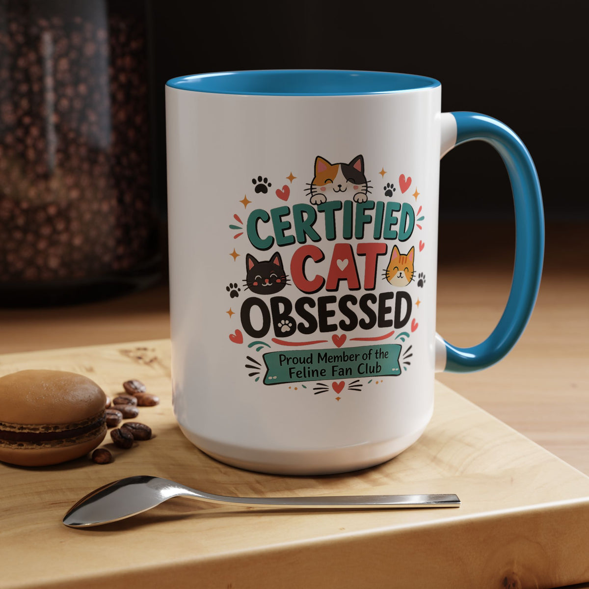 Cat Lover Coffee Mug, Certified Cat Obsessed Mug, Funny Cat Mom Gift, Cute Feline Fan Club Cup, Cat Owner Present for Pet Lovers