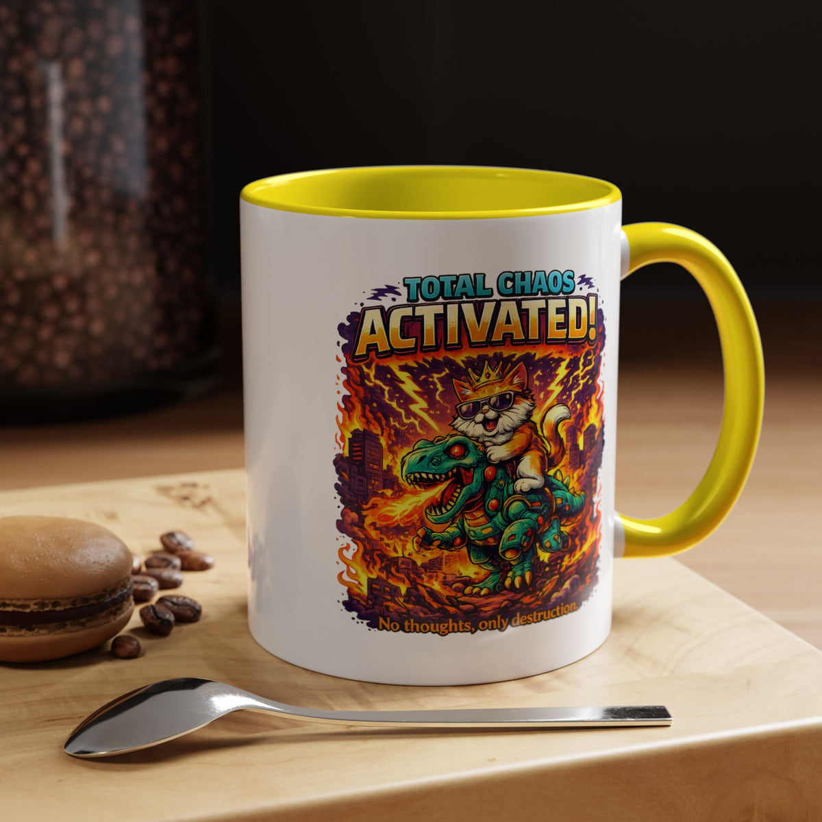 Funny Cat Mug, Chaos Cat Coffee Mug, Cat Lover Gift, Dinosaur Cat Mug, Sarcastic Cat Cup, Gamer Cat Gift, Cat Mom Present
