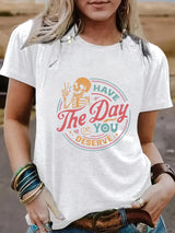 Halloween pattern round neck short sleeved shirt