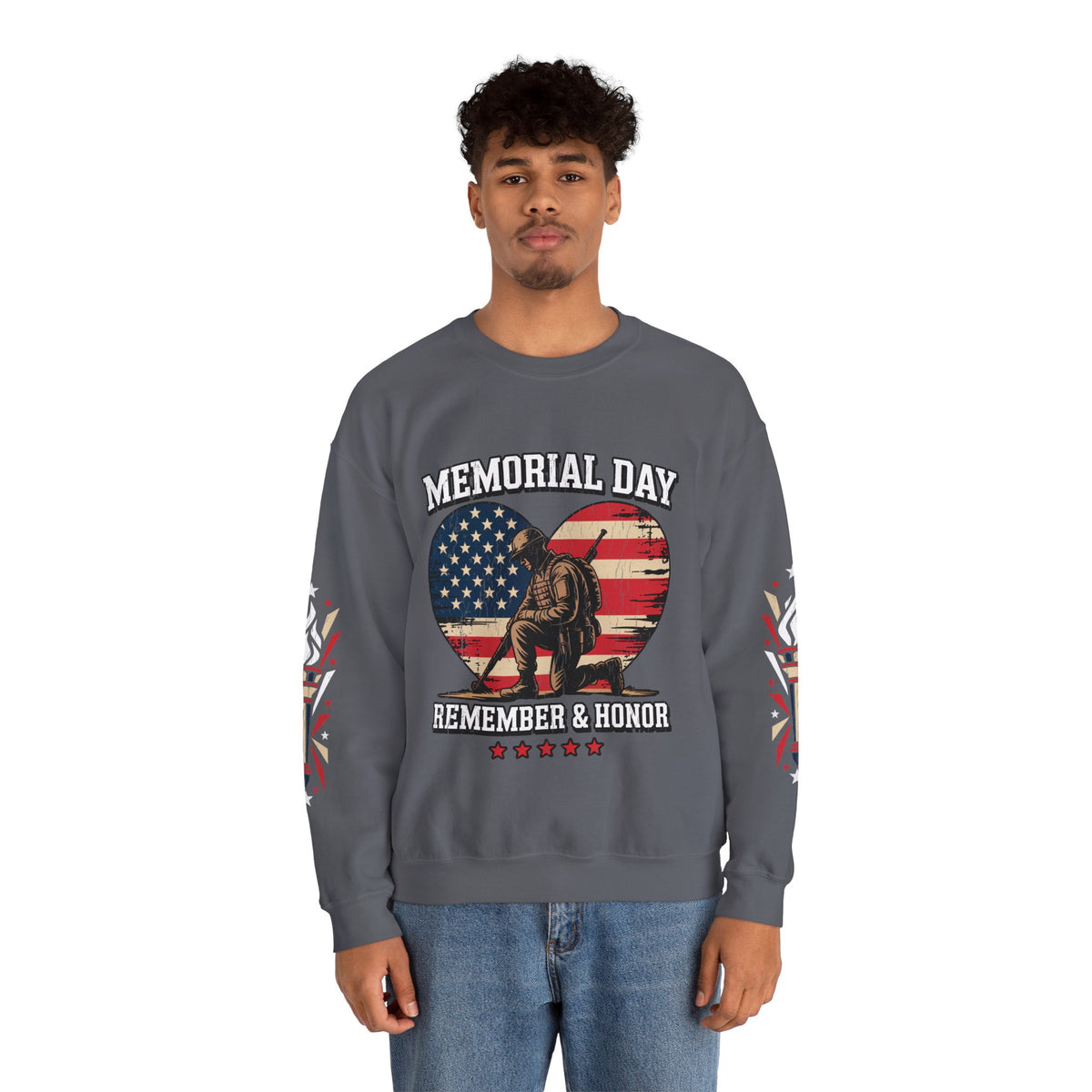 Memorial Day Sweatshirt, Patriotic Military Pullover, Remember and Honor American Flag Crewneck, Veteran Gift, Memorial Day Shirt