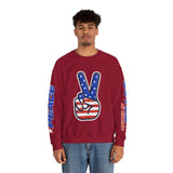 United in Peace Sweatshirt, Patriotic Peace Sign Crewneck, American Flag Pullover, USA 250th Anniversary Outfit, Fourth of July Gift