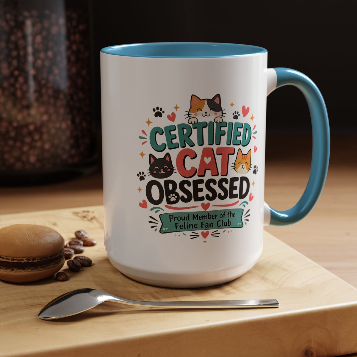Cat Lover Coffee Mug, Certified Cat Obsessed Mug, Funny Cat Mom Gift, Cute Feline Fan Club Cup, Cat Owner Present for Pet Lovers