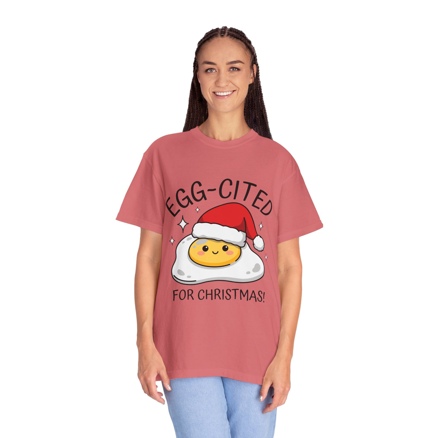Egg-Cited for Christmas Shirt, Funny Fried Egg T-Shirt, Cute Food Pun Holiday Tee, Christmas Breakfast Gift for Brunch Lover or Cook