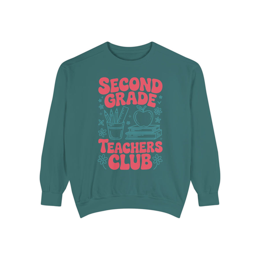 Second Grade Teachers Club Sweatshirt, Retro Teacher Crewneck, 2nd Grade Team Shirt, Back to School Outfit, Educator Appreciation Gift