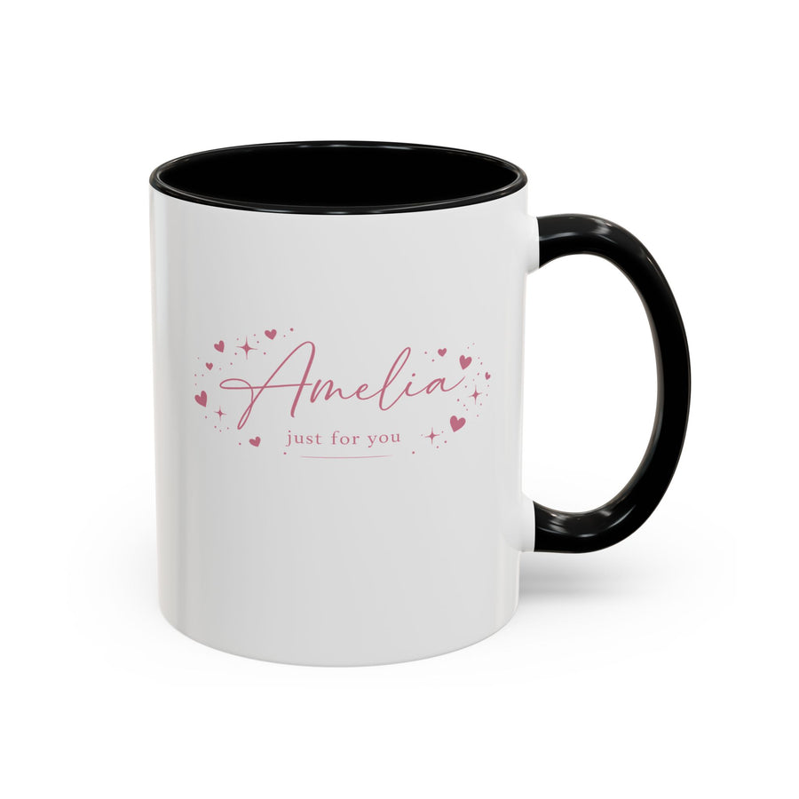 Personalized Name Coffee Mug, Custom Name Mug for Her, Just for You Gift Mug, Minimalist Pink Coffee Cup, Unique Birthday Gift