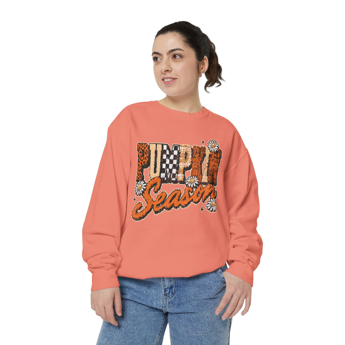 Pumpkin Season Sweatshirt, Retro Leopard Checker Fall Pullover, Cute Autumn Gift for Women, Cozy Thanksgiving October Outfit for Her