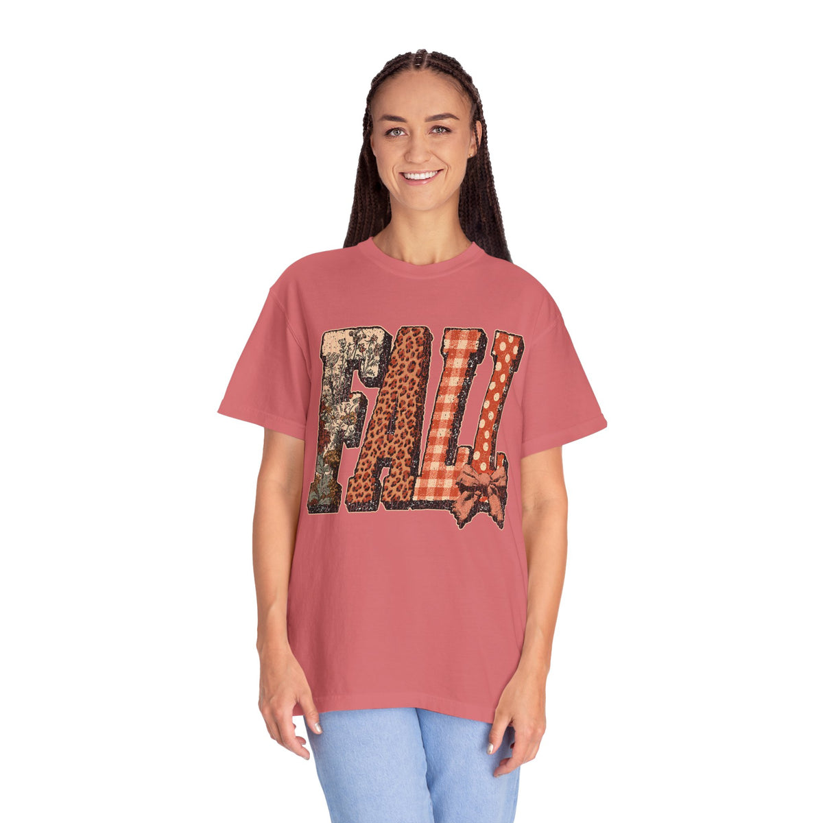 Patchwork Fall Shirt, Floral Leopard Plaid Autumn Graphic Tee, Coquette Bow Seasonal Gift for Women, Cozy Thanksgiving Outfit for Her