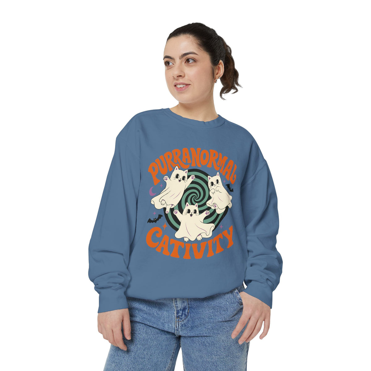 Purranormal Cativity Sweatshirt, Funny Halloween Cat Crewneck, Ghost Kitty Shirt for Cat Lover, Spooky Season Gift, Cute Fall Outfit
