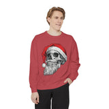 Skull Santa Sweatshirt, Gothic Christmas Crewneck, Creepy Holiday Skeleton Pullover, Alternative Xmas Gift for Metalhead or Horror Fan