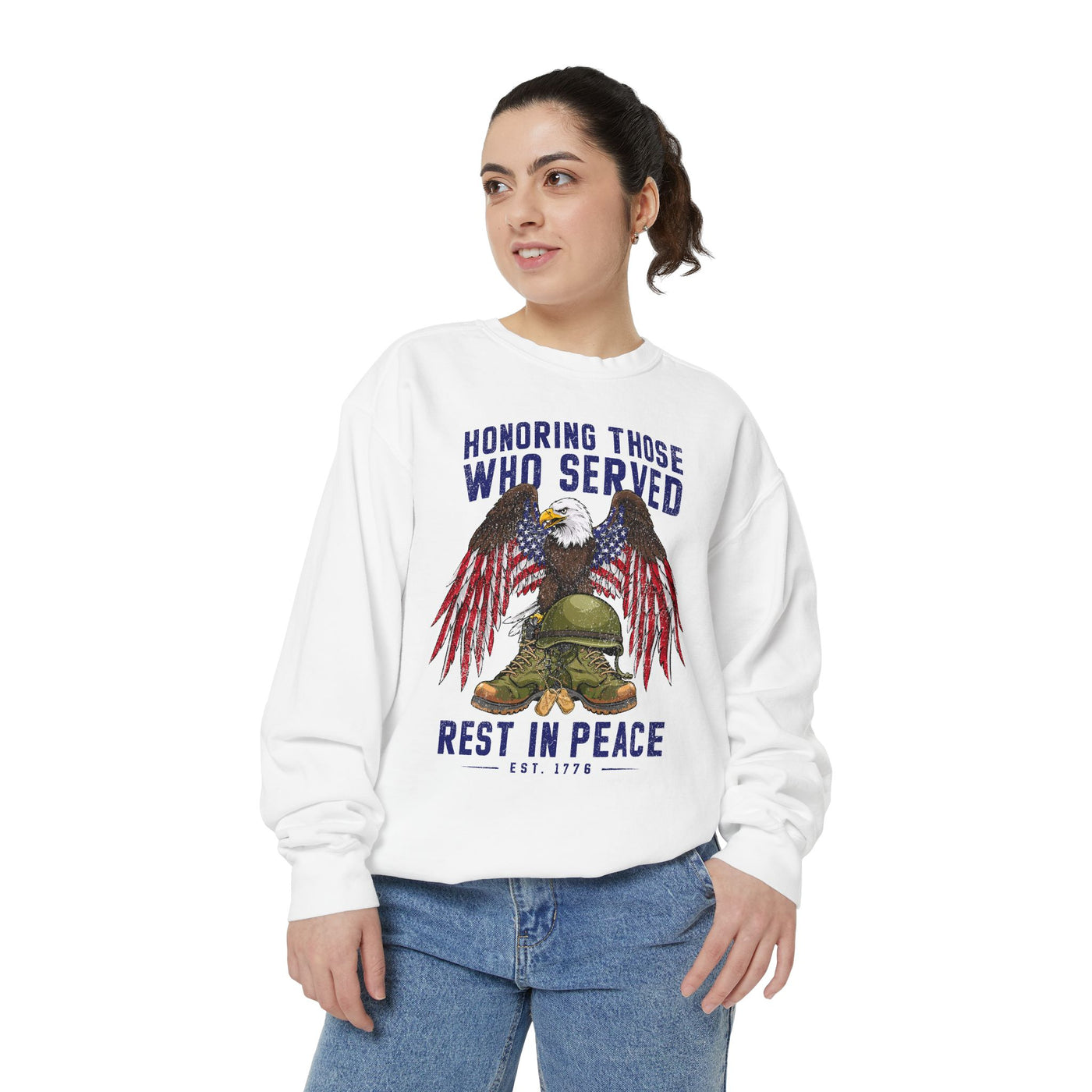 Honoring Those Who Served Sweatshirt, Military Memorial Crewneck, Fallen Soldier Tribute, Veteran Remembrance Gift, Patriotic Eagle Top